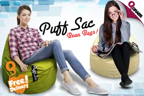 For QR249, Lounge with Colorful & Stylish Puff Sac Bean Bags with FREE Delivery - Choose from 6 Fun Colors! (QR500 Value)